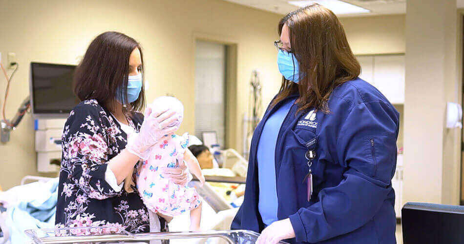 Woman helping patient